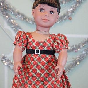 Christmas Red Plaid Regency Dress for 18 Doll AG Doll image 8