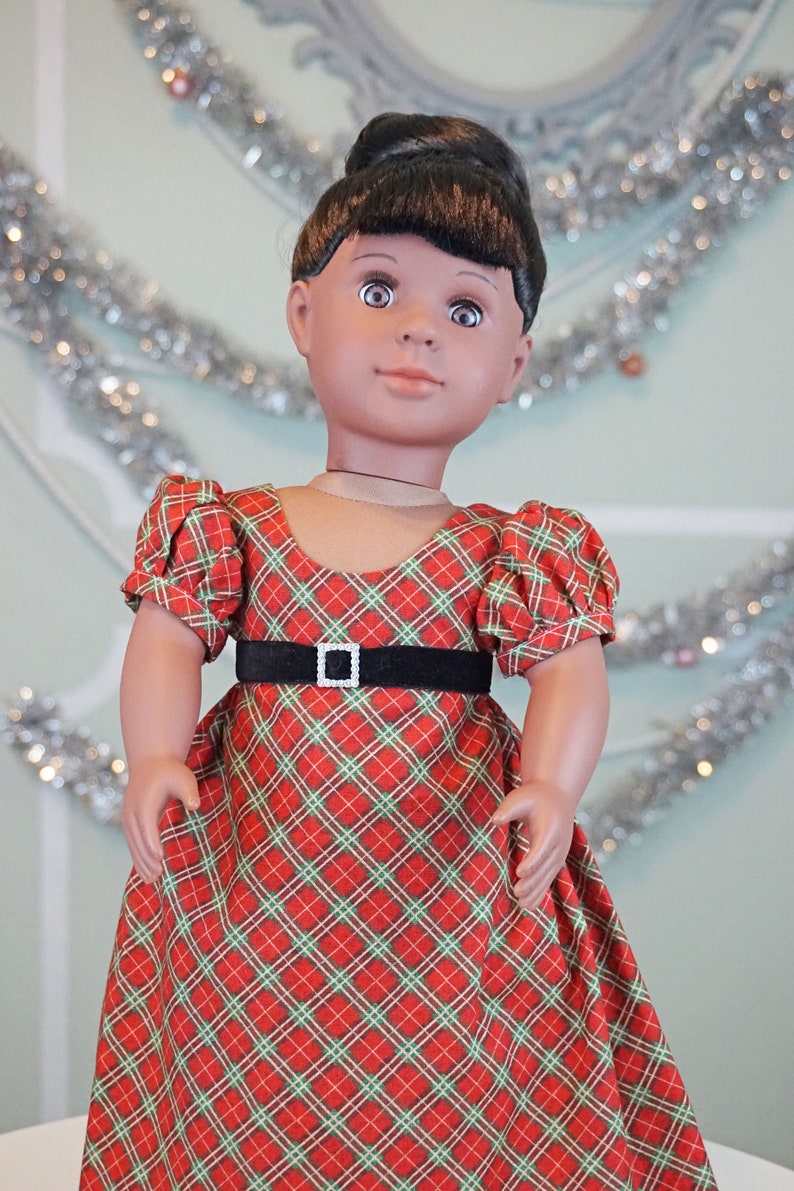 Christmas Red Plaid Regency Dress for 18 Doll AG Doll image 8