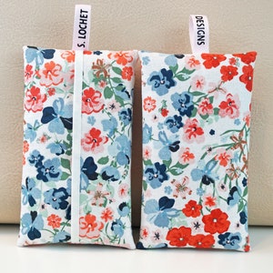 Red, Blue, Pink Flowers Pocket Tissue Holder Cozy w/optional keychain image 4