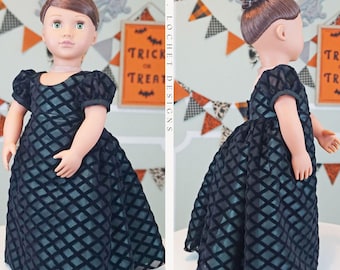 Velvet Diamond Mesh Overlay Regency Dress for 18" Doll AG Doll