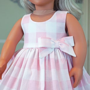 Vintage Style Summer Large Pink Gingham Sundress for 18 Doll AG Doll image 6