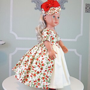 Robe a l'Anglaise Spring Red Rosebuds two piece dress for 18 Doll AG Doll image 4