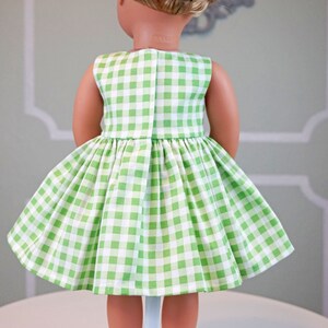 Classic Vintage Style Green and White Gingham Dress for 18 Doll AG Doll image 5