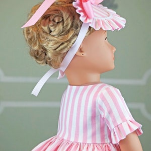 Pink Striped 18th Century Historical Bergère Hat for AG dolls 18 inch dolls image 5