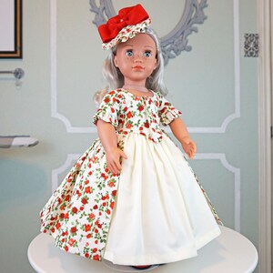 Robe a l'Anglaise Spring Red Rosebuds two piece dress for 18 Doll AG Doll image 10