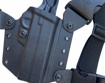 1911 5”Kydex Chest Holster With or Without Rail Color Black Right Sude Draw