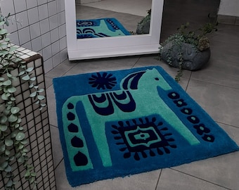 Art home decor, ukrainian folk art, horse rug, animal rug, art rug, tufting rug, kids rug, soft rug, ethnic rug, colorful rug, ukrainian rug