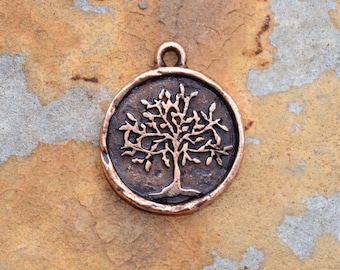 1 Antique Copper Tree of Life 24x20mm Nunn Designs