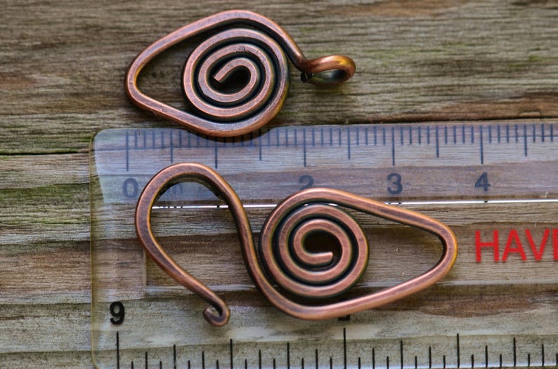 Handmade Spiral Antique Copper Clasp 14 gauge Artisan Forged Antique Copper Clasp image 2