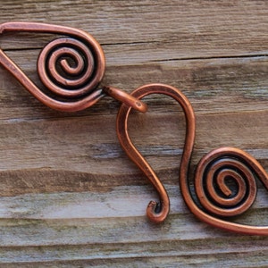 Handmade Spiral Copper Clasp - 16 gauge Artisan Forged Copper Clasp