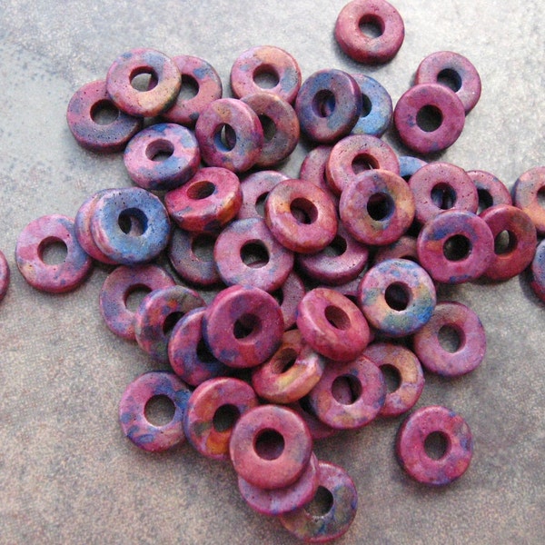 New Sale..Melitzania II Greek Ceramic Beads 8mm Round Washer Disk Beads