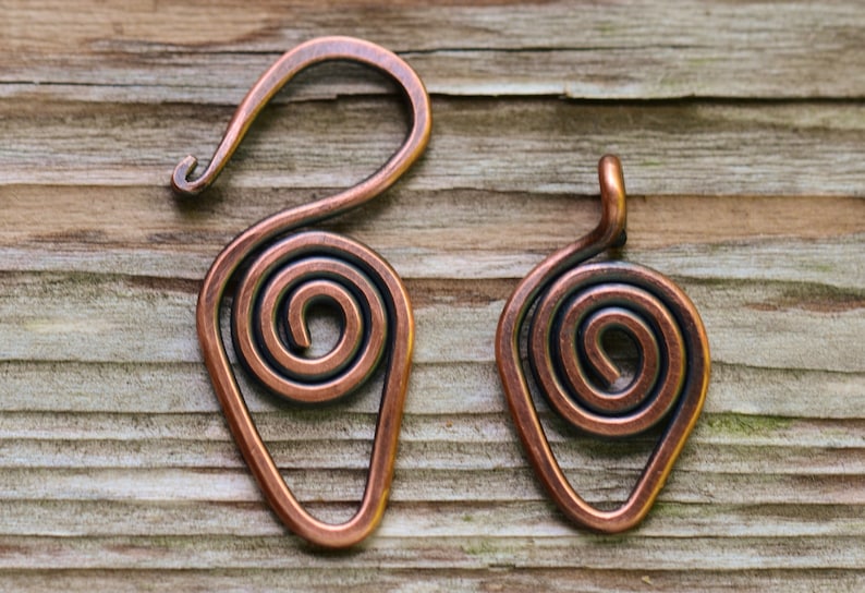 Handmade Spiral Antique Copper Clasp 14 gauge Artisan Forged Antique Copper Clasp image 3