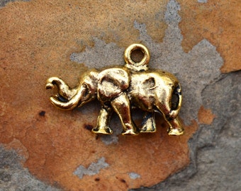 1 Antique Gold Elephant Charm -  Nunn Designs