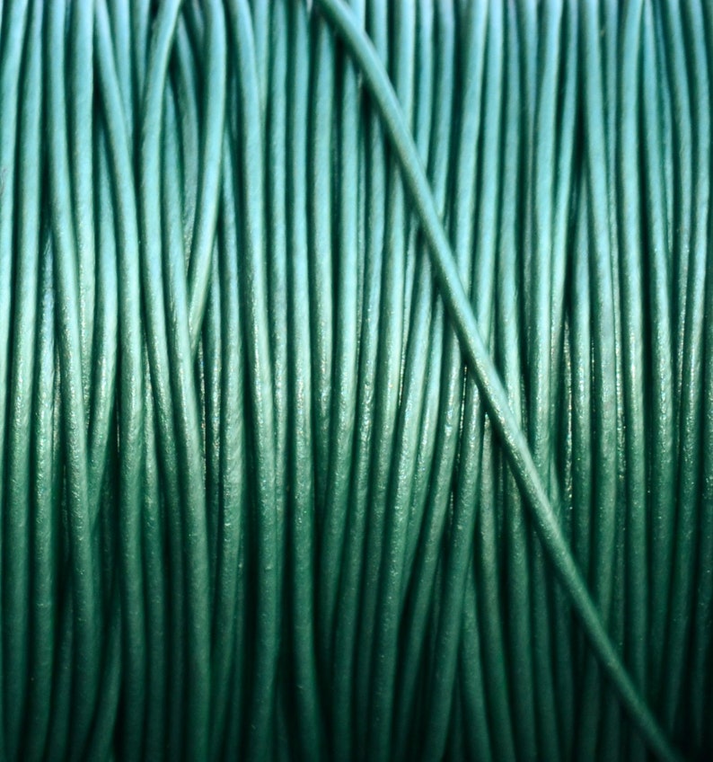 1.5mm Round Leather Metallic Cord 6 Yards Metallic Ocean Green Leather Cording