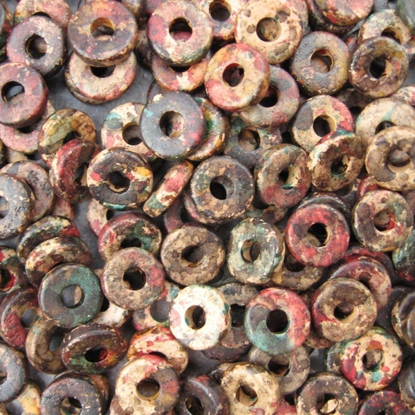 Autumn Rust 8mm Round Washers Mykonos Greek Ceramic Beads (25)