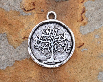 1 Antique Silver Tree of Life 24x20mm Nunn Designs