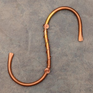 1 Copper S Hook, Garden S Hook, Plant Hook Hanger, Large 6 inch S Hand Formed and Forged image 1