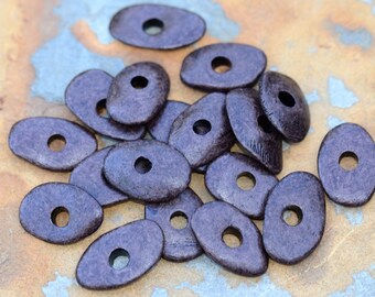 10 Bitter Chocolate Mykonos Greek Ceramic 13mm Cornflake Beads