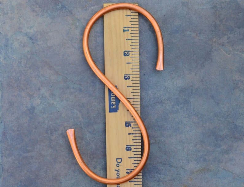 1 X-Large Copper S Hook, Garden S Hook, 7.5 inch Plant Hook Hanger, Large S Hand Formed and Forged image 3