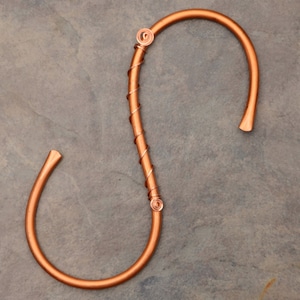 1 X-Large Copper S Hook, Garden S Hook, 7.5 inch Plant Hook Hanger, Large S Hand Formed and Forged image 1