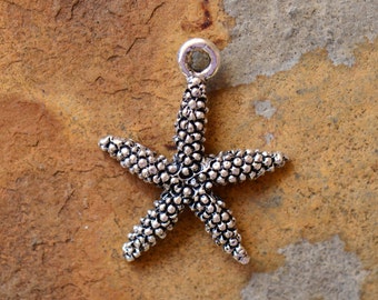 2 Antique Silver Starfish Charms -  Nunn Designs