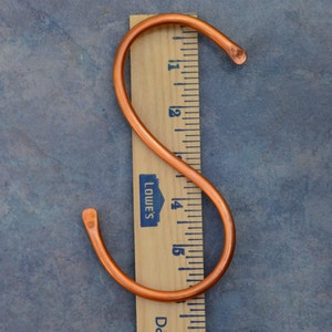 1 Copper S Hook, Garden S Hook, Plant Hook Hanger, Large 6 inch S Hand Formed and Forged image 4