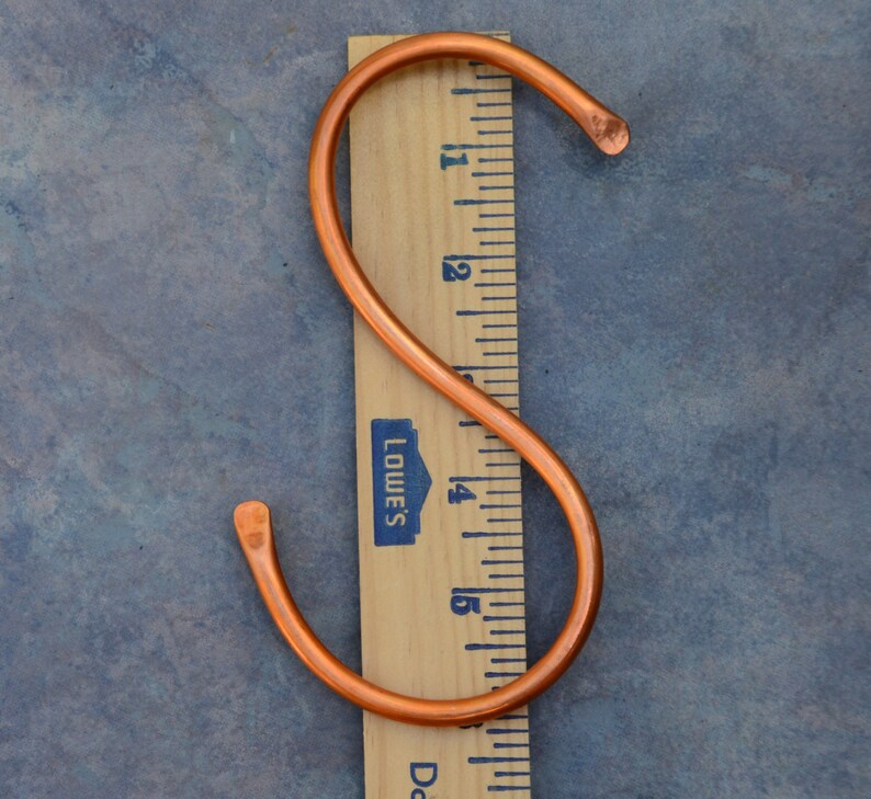 1 Copper S Hook, Garden S Hook, Plant Hook Hanger, Large 6 inch S Hand Formed and Forged image 4