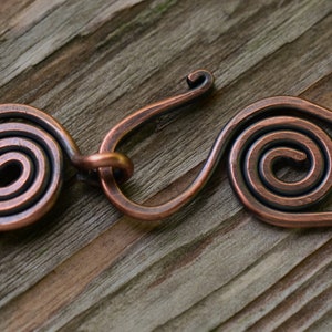 Handmade Spiral Antique Copper Clasp 14 gauge Artisan Forged Antique Copper Clasp image 4