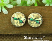 Buy 1 Get 1 Free - Vintage Butterfly Wood Cabochon, Wooden Button,12mm 15mm 20mm Round Handmade Photo Wood Cut Cabochon HWC009R