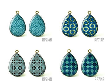 4pcs 18x25mm 13x18mm Handmade Photo Teardrop Vintage Geometry Resin Charm / Glass Cabochons