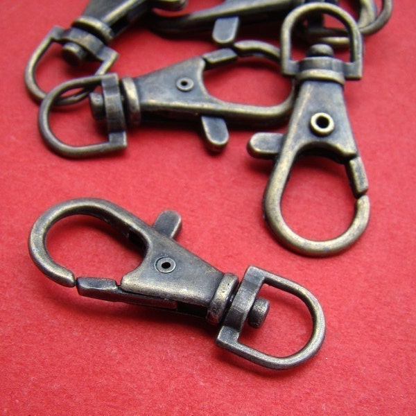 6pcs Antique 38mm Swivel Lobster Claw Clasps Snap Clips Hook for wristlet, key chain, lanyard FC401