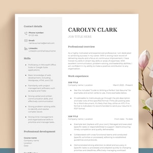 Currículum superventas de 2 columnas. Plantilla de Word compatible con ATS, plantilla de Pages y plantilla de Documento de Google. Carta de presentación y lista de referencias a juego. CV.