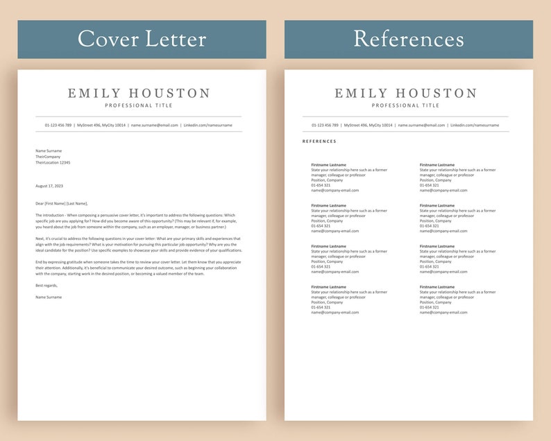 CLEAN MINIMALIST Resume Template - Google Docs, Word, Pages - Executive cv Bundle with Cover Letter and Icons Included. US letter & A4 image 5
