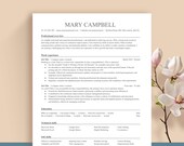 STANDARD American and Canadian 1-Column ATS-Friendly Resume Template 1 & 2 pages, A4 and US letter. Modern. Instant Download. Easy to edit