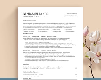 Può includere: Un modello di curriculum con un design professionale. Il modello include sezioni per la panoramica professionale, l'esperienza lavorativa, l'istruzione, lo sviluppo professionale e le competenze tecniche. Il modello è progettato per aiutare i candidati a creare un curriculum professionale ed efficace.