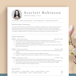Paquete de currículum elegante y minimalista: plantilla de Word fácil de editar, plantilla de páginas Mac y plantilla de Google Doc, además de carta de presentación y lista correspondientes.