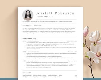 Elegant minimalist resume bundle: Easy-to-edit Word template, Mac Pages template, and Google Doc template and matching cover letter and list