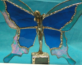 Stained Glass Royal Empress Butterfly Lady Suncatcher
