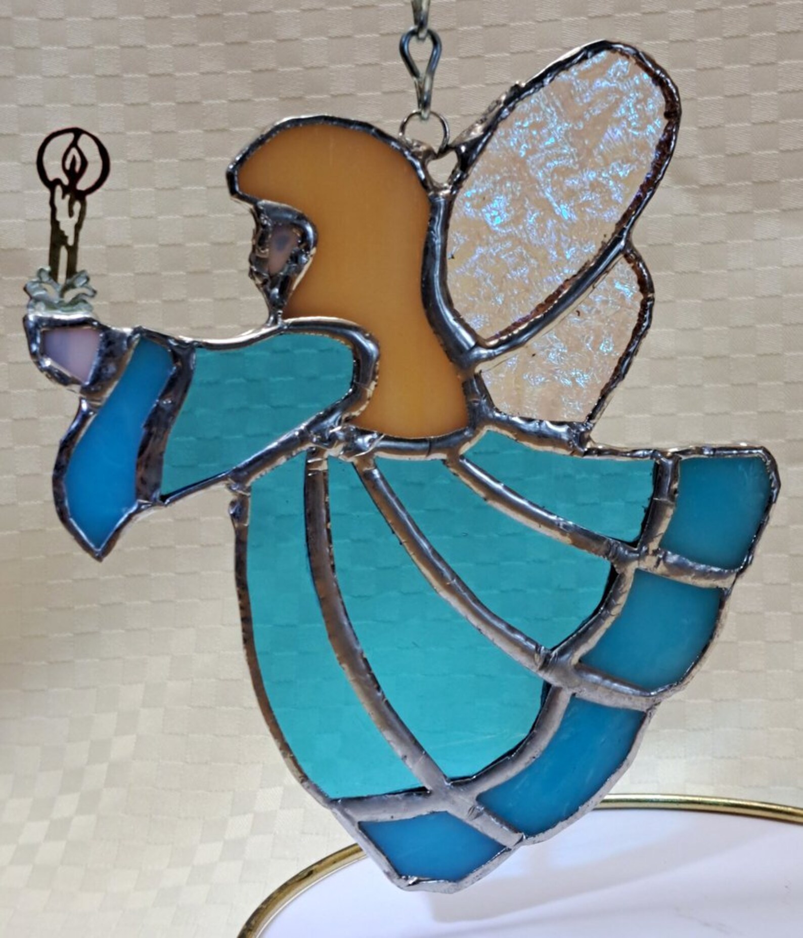 Handmade Stained Glass Suncatcher Angel Holding a Candle in Etsy