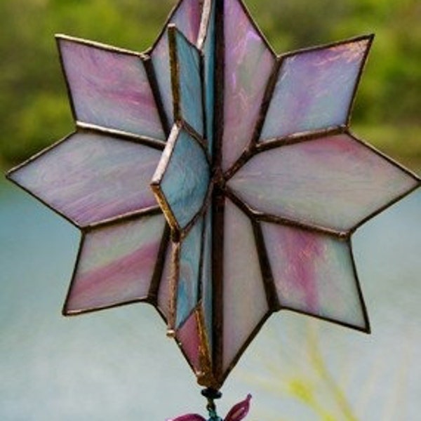 Handmade 3D Stained Glass Twirling Star Suncatcher RESERVED FOR LORE