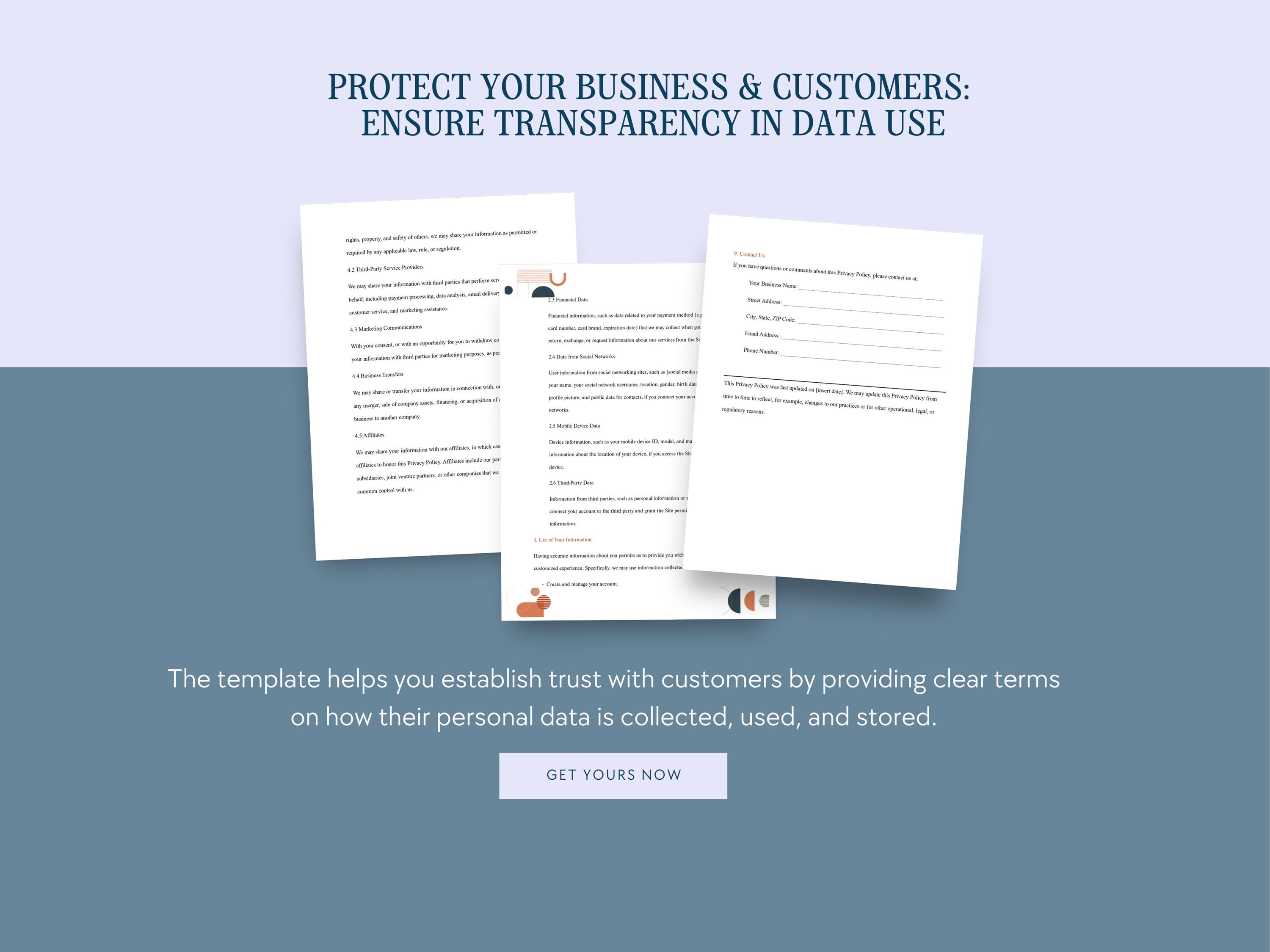 Editable Privacy Policy Template | Protect Customer Data & Ensure ...