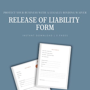 Editable Release of Liability Form | Protect Your Business | Instant Download