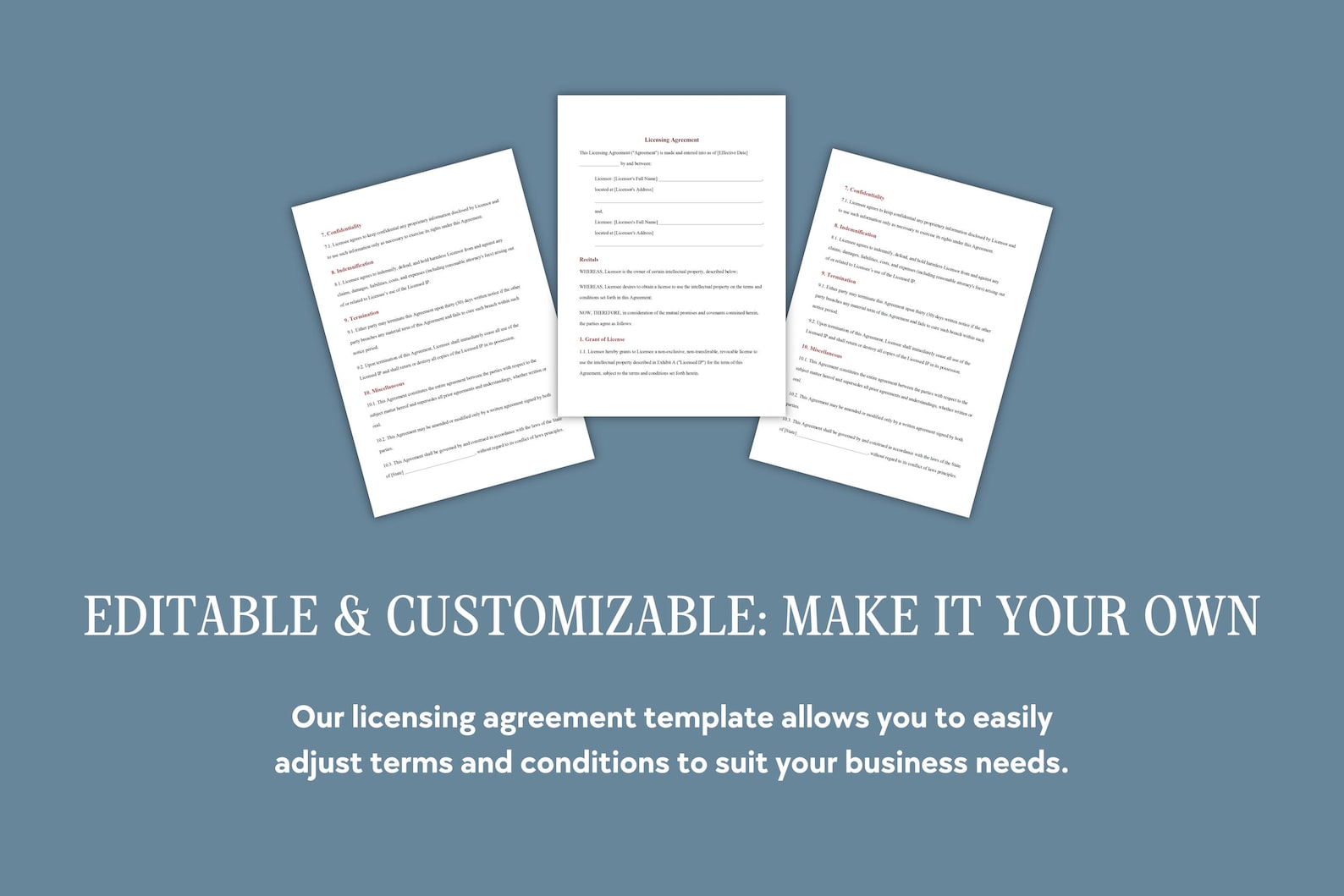 Editable Licensing Agreement Contract | Business Contract Template for ...