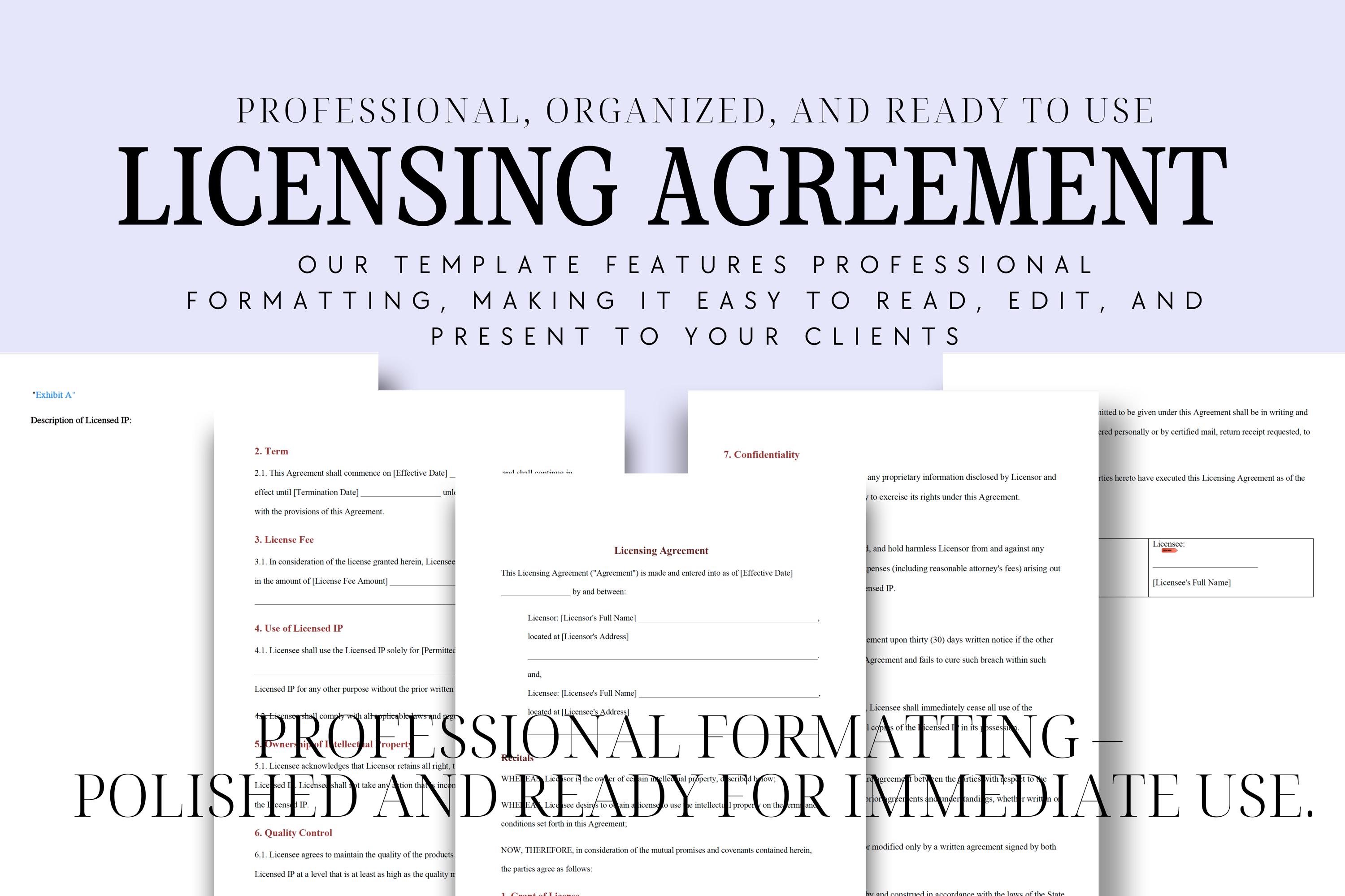 Editable Licensing Agreement Contract | Business Contract Template for ...