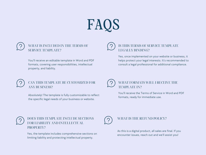 Customizable Terms of Service Template: Legal Website Protection - Etsy