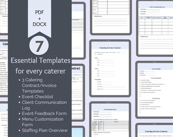 Editable Catering Contract Toolkit for Small Business Caterers – Customizable Contracts, Checklists, & Invoices