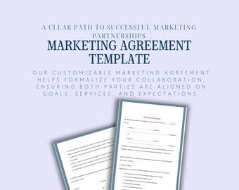 Editable Marketing Agreement Template | Customizable Contract for Marketers | Instant Download