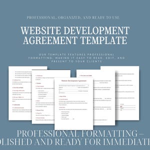 Può includere: Un modello di contratto di sviluppo web con un formato professionale. Il modello include sezioni per le informazioni del cliente, i dettagli del progetto, le condizioni di pagamento, ecc.