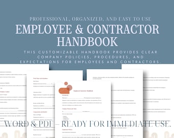 Comprehensive Employee/Contractor Handbook Template | Editable Policies and Procedures