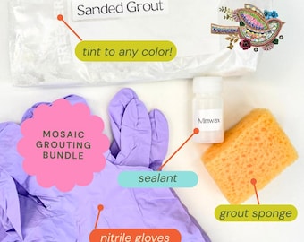 Sharra’s Mosaic Grouting Essentials Bundle | Grout Kit for Mosaic Art, Beading, Tile, Glass & Mixed Media | Beginner-Friendly Grout Kit
